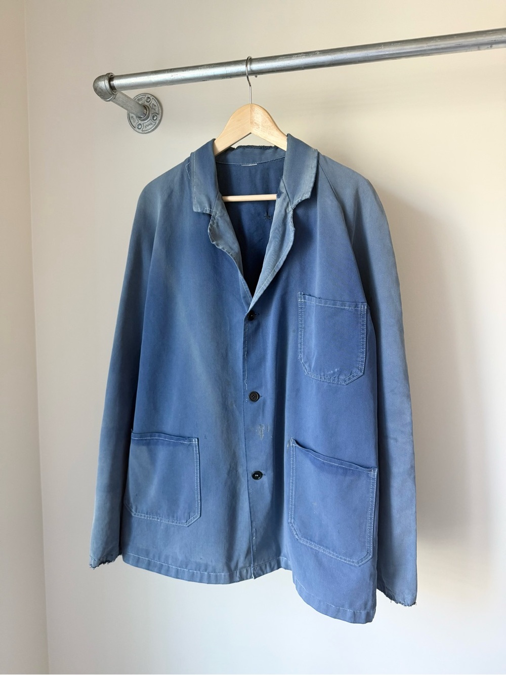 Vintage 60s 70s Faded Blue French Chore Jacket